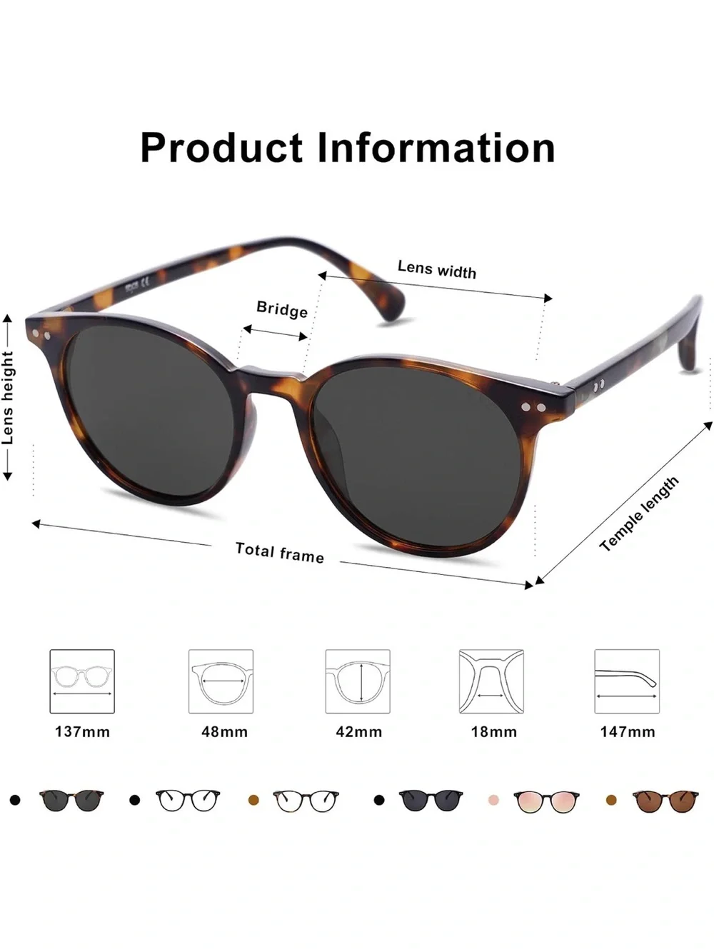 SOJOS Small Round Classic Polarized Sunglasses for Women Men Vintage Style